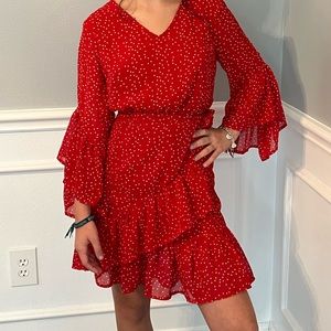 Japna Red polkadot dress with side tie. Simple adorable! Size Small